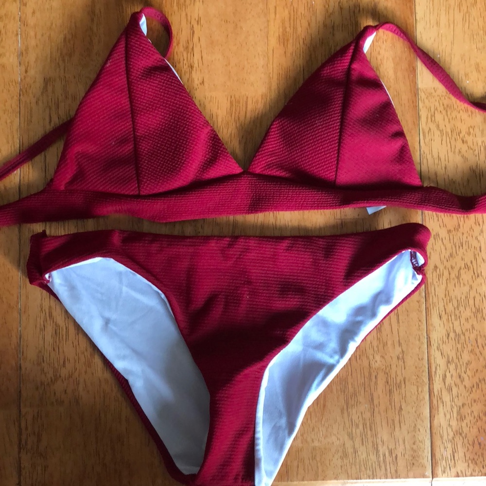 maroon bikini